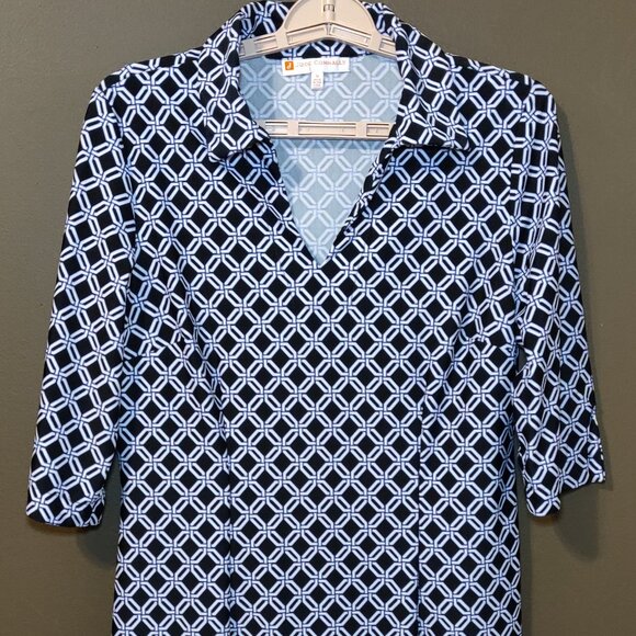 Jude Connally Black/White Geometric Collared Dress SIZE MEDIUM - Picture 2 of 7